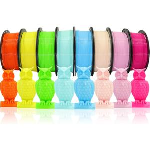 1.75mm 3D Printer PLA Filament 8 Colors Bundle: Pink, Yellow, Orange, Lime Green, Sky Blue, Cyan, Beige, Rose Red, 8 Spools Packed, Each 250g, Total 2Kg 3D Printing Material, 250g x 8 Spools