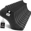 FITRELL 6 Pack Men's Athletic Running Ankle Socks Low Cut Cushioned Wicking Anti-Blister Breathable Sport Socks (Medium, Dark Grey)