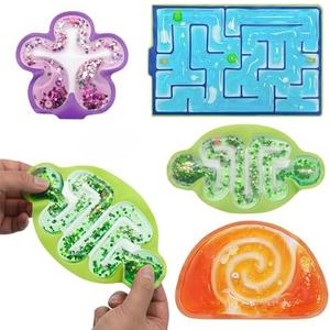 Squishy Sensory Toys for Kids, 3 Pack Maze Fidget Toys for Autism, Squeeze Toys with Filled Gel, Glitter, Stress Anxiety Relief Toys, Prizes for Kids Classroom