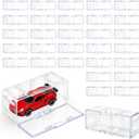 80-Pack Interlocking Toy Car Storage Case for 1/64 Scale Die-Cast Cars, Compatible with Hot Wheels & Matchbox Mini Cars, Clear Dustproof Stackable Display Organizer Box with Wall-Mount Holes (White)