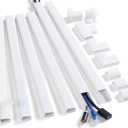 ZhiYo 94.5in Cord Cover Wall Kit, Cord Hider Wire Covers for Cords Wall Mounted TV, Paintable Wire Hiders, TV Cable Hider Cord Concealer, 6 x L15.7in W0.98 H0.5in, White