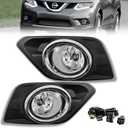 Fog Lights Compatible with 2014 2015 2016 Nissan Rogue, 1 Pair Front Bumper Driving Fog Lamps with Bezels and H11 12V 55W Bulbs included Switch and Wiring kit