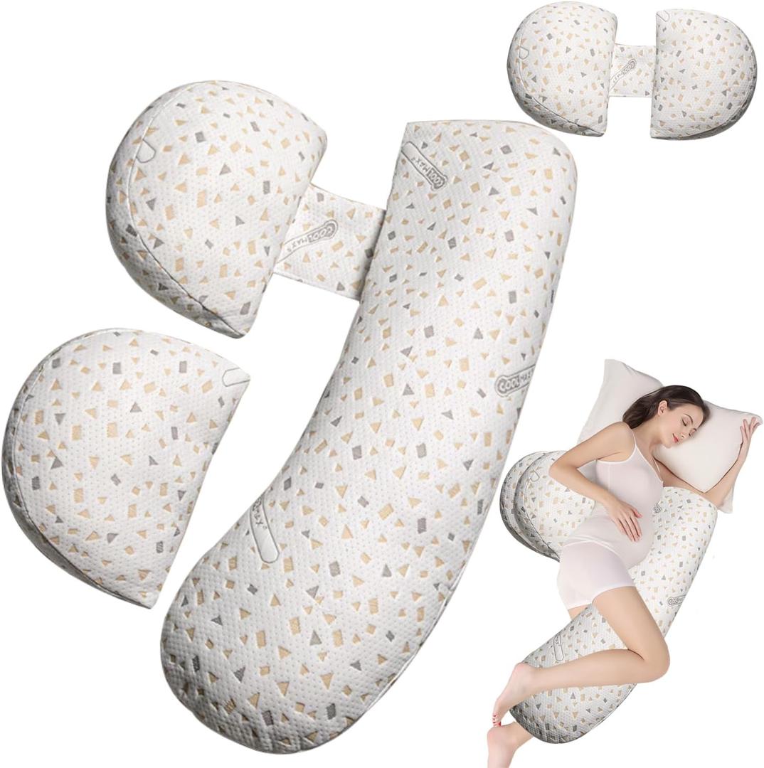 Pregnancy Pillow for Women - Maternity Pillow for Back Pain Relief & Full Body Support, Soft Sleeping Pillow with Removable Cover for Side Sleepers and Pregnancy (White)