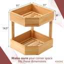 Yerliker 2 Tier Bamboo Corner Shelf Kitchen Fruit Cabinet Organizer Bamboo Corner Fruit Basket for Kitchen Countertop Space Saving Rack Counter Pantry Storage for Vegetables Spice Bottles Plates