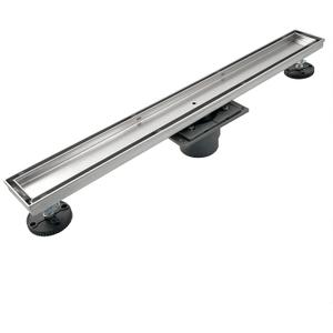 Neodrain 18-Inch Linear Shower Drain, Brushed 304 Stainless Steel, Silver, Modern Style, Removable Grate, Adjustable Feet, 2" Central Outlet, 36 L/min Flow, Fits US No-Hub Drain Base System