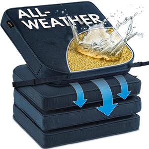 SUNROX DryFast Foam Outdoor Chair Cushion with DryMesh Drainage, All-Weather FadeShield Water Resistant Patio Furniture Cushions, Ultra Durable Patio Chair Cushions 17"x16", 4 Pack Navy