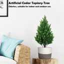 2.3 FT Artificial Topiary Plants Outdoor, Realistic Fake Cedar Tree Greenery Shrubs with Pot, UV Resistant Faux Bushes for Front Door Porch Office Home Indoor Spring Summer Decor