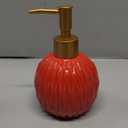 Ceramics Gold Soap Dispenser for Bathroom, Relief Soap Dispenser for Kitchen Sink, 400ml/13.5Oz Refillable Liquid Hand Soap Bottle with Gold Pump (Red)