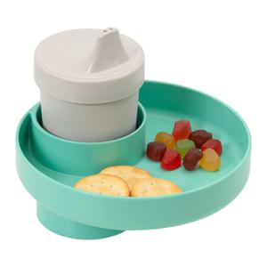 Travel Tray Round, USA Made Easily Convert Your existing Cup Holder to a Tray and Cup Holder for use in a Car Seat, Booster, Stroller, Golf Cart and Anywhere You Have a Cup Holder! Teal