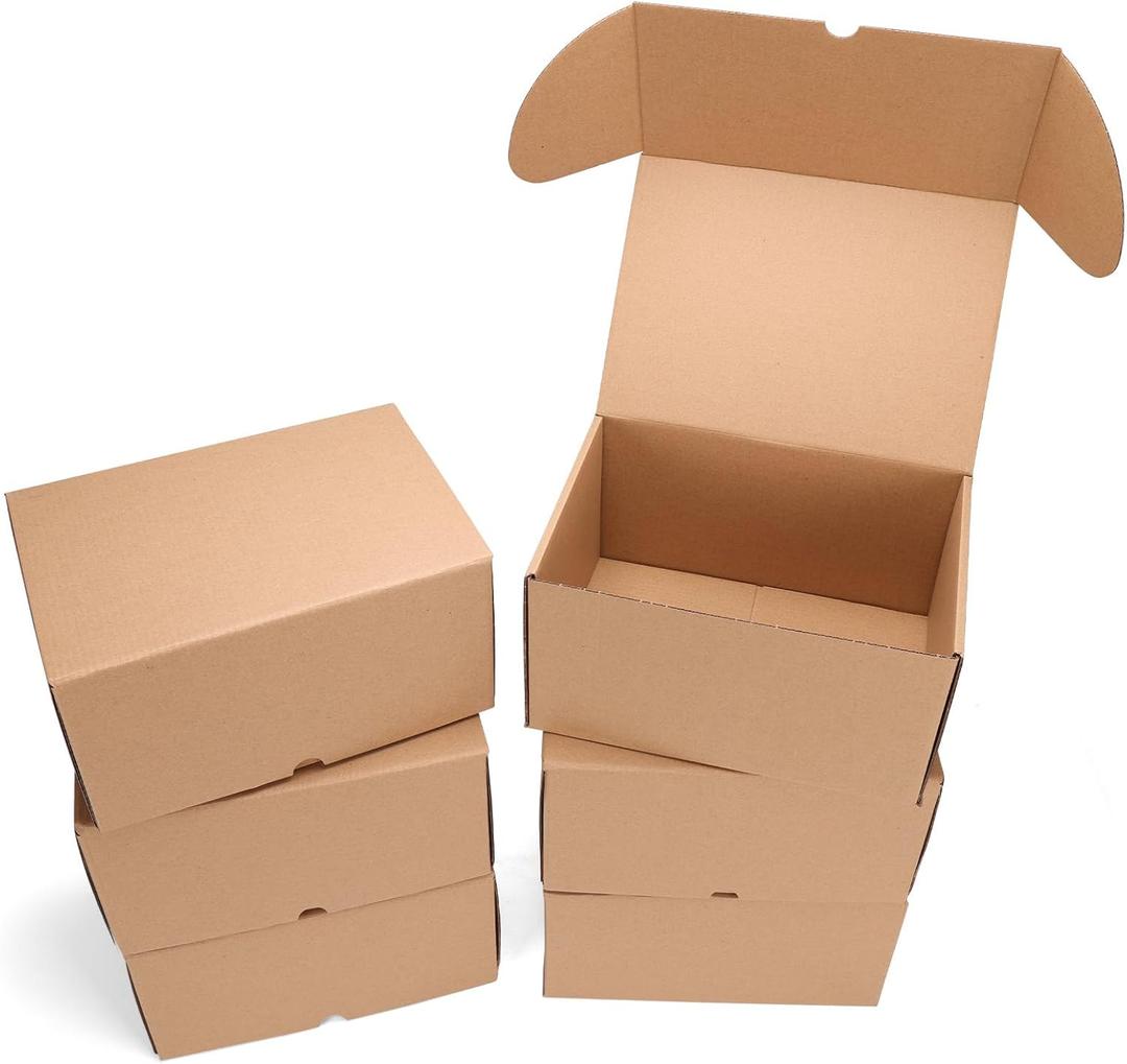 10x7x5 Shipping Boxes Set of 6, Medium Cardboard Boxes with Arch Opening, Brown Mailing for Small Business (10x7x5 inch)