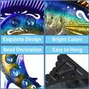 Metal Fish Wall Art Decor, 3-Piece Marlin Tuna Swordfish Set, Blue and Gold Tropical Ocean Theme Outdoor Wall Mother's Day Decor for Patio Garden Yard, Decorative Hanging Sculptures Mother's Day Decoration Gift