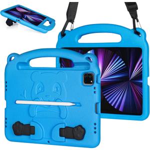FIREVASE Kids Case for iPad Air 4th/5th Generation 10.9 Inch 2020/2022 & iPad Pro 11 Inch 2022/2021/2020/2018, Durable Shockproof iPad Air 5/4 Case, iPad Pro 11 Case with Shoulder Strap (Blue)
