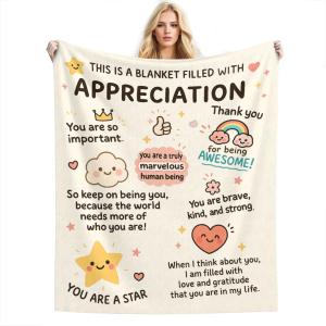 Appreciation Blanket  Inspirational Thank You Gift Blanket with Positive Affirmations, Cozy Flannel Throw for Friends, Family, Coworkers, Teachers  Encouragement Blankets for Birthday, Christmas (50"x40")