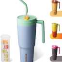 BJPKPK Insulated Tumblers With Handle And Straw 40oz Stainless Steel Travel Coffee Mug Tumbler Cups With Lid And Fruit Infuser,Sky Blue