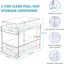 2 Pack Clear Bathroom Organizers and Storage, 2 Tier Pull Out Under Sink Cabinet Organizer Plastic Drawer Organization and Storage for Bathroom and Kitchen