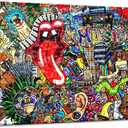 Graffiti Paintings Canvas Colorful Wall Art Living Room Decor Pictures Music Collage on Brick Wall Contemporary Home Decor Modern Artwork Posters and Prints Framed Ready to Hang (44''W x 28''H)