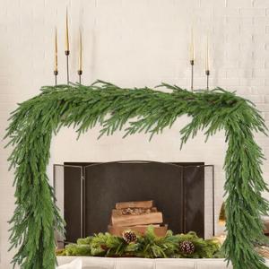 DearHouse Norfolk Pine Garland, 9 Ft Artificial Greenery Christmas Decoration for Holiday Season, Mantel Fireplace Table Runner Centerpiece
