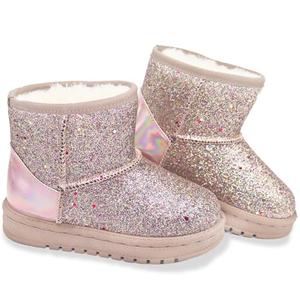 Sugmzox Sequin Fuzzy Lined Boot Comfortable Glitter Princess Outdoor Boots Gold Size 13