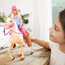 Barbie Doll, Blonde, Wearing Riding Outfit with Helmet, and Light Brown Horse with Soft White Mane and Tail, Gift for 3 to 7 Year Olds