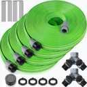 LAVEVE Heavy Duty Sprinkler Soaker Hose 100 FT, Flat Garden Hose with Holes, Efficient Flexible Irrigation Hose for Yard, Lawn and Garden, Includes Stakes (25FT x 4Pack)