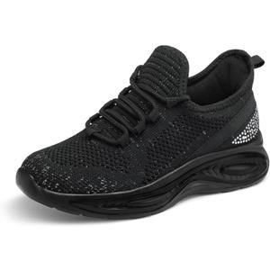 RUNSIDE Girls Lightweight Sneakers Kids Lace-up Tennis Running Shoes, Breathable Walking Shoes for Toddler/Little Kid/Big Kid (4 Big Kid, Black)