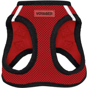 Voyager Step-In Air Dog Harness - All Weather Mesh, Reflective, No Pull Harness for Small, Medium Dogs, Cats - Secure with Hook & Loop Fastener, Buckle, Double D-Rings - Red/Black Trim, M (M (Chest: 16 - 18"))