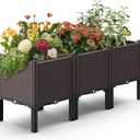 47x15x19in Raised Garden Beds Outdoor, Polypropylene Elevated Planter Boxes Outdoor for Vegetables, Flowers, Herbs, Garden Box with Drain Outlet, Heat and Frost Resistance Planters, 300lb Capacity