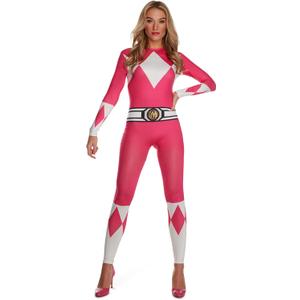 Morphsuits Pink Power Ranger Costume Adult Women - Superhero Outfit for Women - Fun Cosplay Dress Up for Parties (Small)