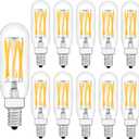 Raheem T8 LED Bulb, E12 Dimmable LED Bulb, 110v 600Lumens 3000k 60W Equivalent, Clear Glass Tubular Light Bulb, Best Replacement for Incandescent Bulb, Candelabra LED Bulbs, 10 Pack (Warm White)