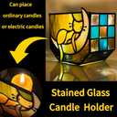 Tiffany Stained Glass Fun Moon Sleeping Cat Planter，Cactus Planter，Cute Planters for Indoor Plants,Decorative Flower Pots As Gifts for Cat Lovers，4.6x3x5.15 in