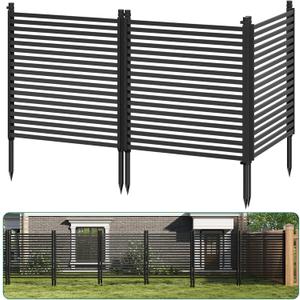 3 Pack Privacy Fence Panels for Outside, 48" h x 106" w No-Dig Metal Garden Fencing, Rustproof Decorative Panels for AC Cover, Pool & Trash Can Enclosures, Yard & Flower Bed Border, Easy Install