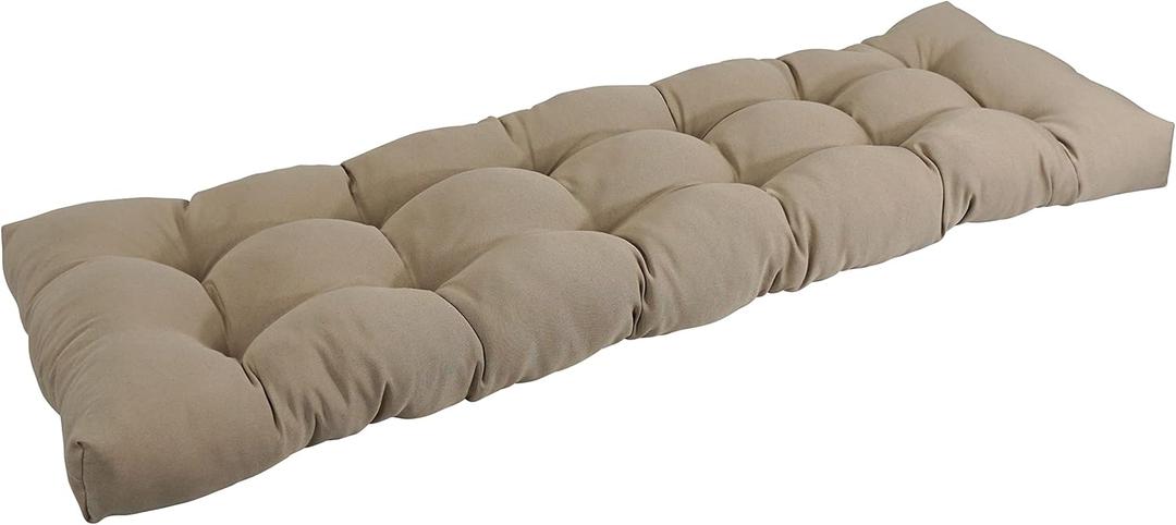 Blazing Needles Twill Tufted Bench Cushion, 55" x 19", Toffee