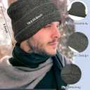 Senker Fashion Winter Beanie Hat Scarf and Touchscreen Gloves Set for Men, Warm Knit Skull Cap with Fleece Lined Gifts (Gray)
