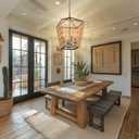 Modern Farmhouse Chandelier Light Fixtures, 4-Light Rattan Pendant Lighting with Bulbs, Boho Black Metal Geometry Chandeliers for Dining Room, Kitchen Island, Entryway Foyer