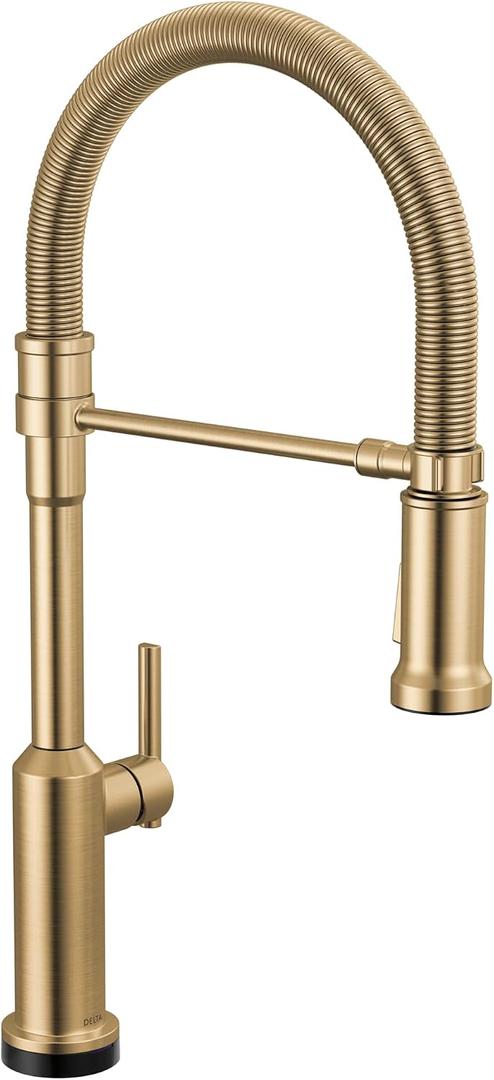 Delta Cordova Touchless Pro Style Commercial Kitchen Faucet with LED Spotlight, Brushed Gold Touch Kitchen Sink Faucet with High Pressure ProClean Spray, Lumicoat Champagne Bronze 9685TL-CZ-PR-DST