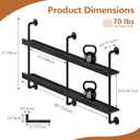 Bar Shelves, Wall Mounted Wine Rack, Black, 60 Inch | 2 Tier, Industrial style, Solid pine shelves, black pipe brackets, 70 lbs per shelf, wine, liquor, bar decor
