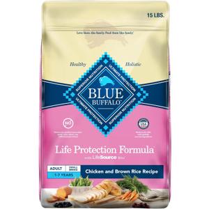 Blue Buffalo Life Protection Formula Adult Small Breed Dry Dog Food, Supports High Energy Needs, Made with Natural Ingredients, Chicken & Brown Rice Recipe, 15-lb Bag