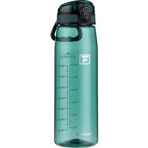 Fanhaw 32 oz Tritan Water Bottle with Chug Lid - Clear, BPA-Free, Lightweight, Wide Mouth, Leak-Proof, Perfect for Gym, Travel, School, Office, and Sports (Dark Green)