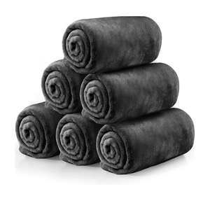 Tinideya 6 Pcs Flannel Fleece Throw Blanket Bulk 50 x 60 Inch Soft Fleece Blanket Warm Throw Blanket Coral Blankets for Couch Sofa Home Wedding Gifts Season (Light Gray)