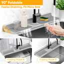 24'' Folding Faucet Mat for Kitchen Sink Splash Guard[7 Slope Fast Self-draining][Snap Lock Fit] Kitchen Sink Faucet Mat Splash Guard Kitchen Sink Area Water Splash Guard Behind Faucet Draining Mat