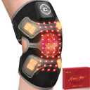 3D Red Light Therapy Knee Brace - FSA Eligible HSA Cordless 5000mAh Knee Massager with 4 Vibration Areas, 660nm&850nm, Near Infrared Light Heated Device for Knee Elbow Shoulder Pain