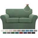 Turquoize 3 Piece Sofa Covers for 2 Cushion Couch Sofa Slipcover Soft Couch Cover for Dogs-Washable Sofa Furniture Covers with 2 Individual Cushion Covers, Jacquard Fabric (Loveseat, Loden Frost)