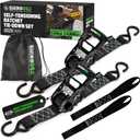 Rhino USA Self Tensioning Ratchet Tie Down Straps (2PK 1.6INX15FT) - Heavy Duty Patented Cargo Strap Keeps Tension When Your Load Shifts - Used for Motorcycle, ATV, UTV, Truck, General Cargo & More