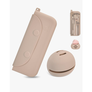 Silicone Makeup Brush Holder And Beauty Sponge Case, Travel Makeup Brush Case With Magnetic Closure, Makeup Sponge Holder 2 In 1 Stand Storage For Quick Drying Khaki