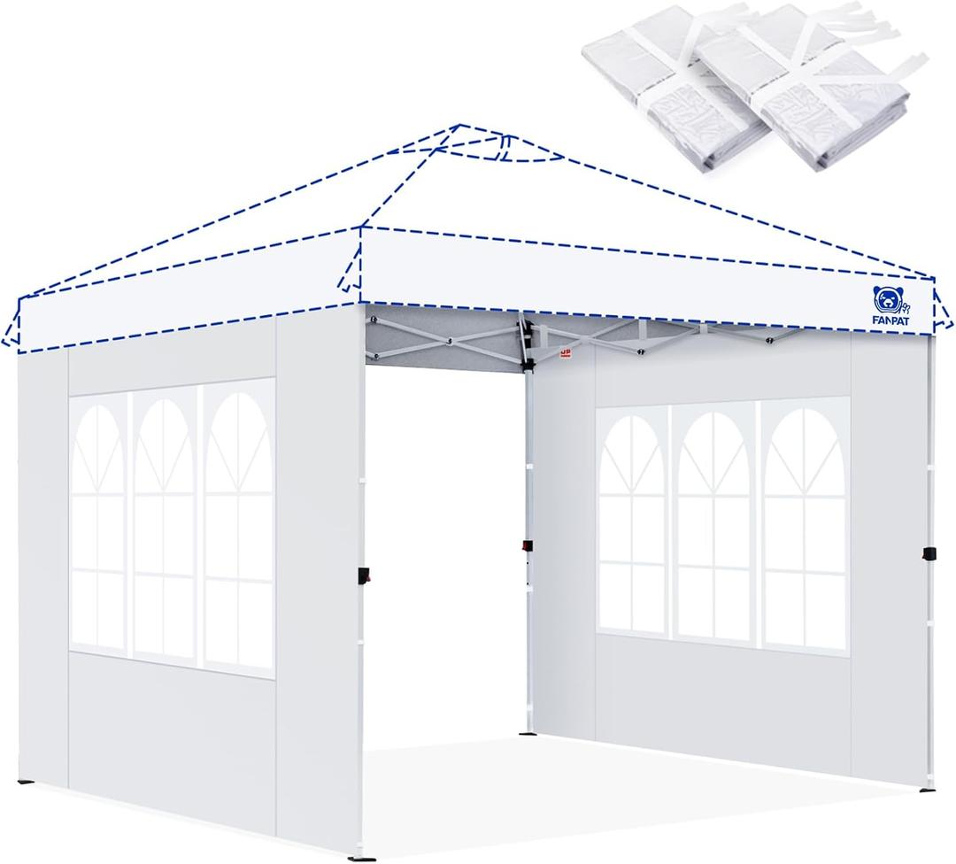 Fanpat Church Window 10x10ft Canopy Sidewalls for Pop Up Canopy, Waterproof UV Protection Fabric, Suitable for Outdoor Party, Picnics & Camping, White(2pcs Sidewalls Only, NOT Included Frame and Top)