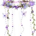 MOSTORY Fairy Flower Headpeice for Women, Woodland Elf Crown with Butterfly and Vines for Fairy Costume Renaissance Cosplay