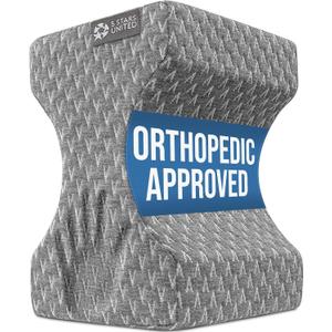 5 STARS UNITED Knee Pillow for Side Sleepers - Hip Pain Relief, Memory Foam Leg Cushion for Side Sleeping - Between Legs Pillow for Sciatica & Lower Back Pain, Gray