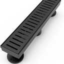 12 Inch Linear Shower Drain Rectangular Floor Drain with Accessories Capsule Pattern Cover Grate Removable SUS304 Stainless Steel CUPC Certified Matte Black