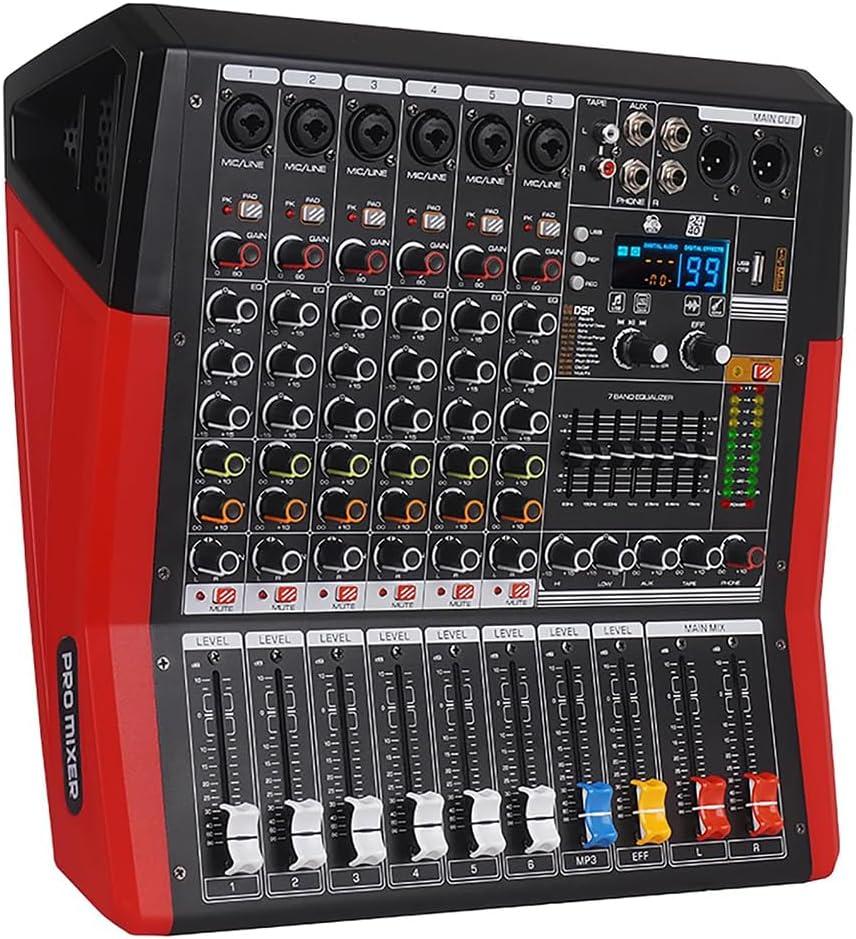 TF600 6-Channel with 450W Amplifier Audio Mixer for Performance | Sound Bar with Power Amplifier, 450W Power Output, 7-Stage Equalizer, 99 DSP Effects, Bluetooth & USB Playback