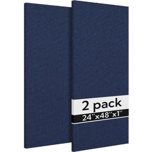 Olanglab Acoustic Panels 2 Pack, 48''x24'' Large Sound Panels, Fabric Wrapped Sound Proof Foam Panels for Walls, Sound Absorbing Panels for Recording Studio Acoustical Treatments (Navy)
